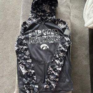 Colosseum Black and Gray Camo Hoodie Iowa Hawkeyes